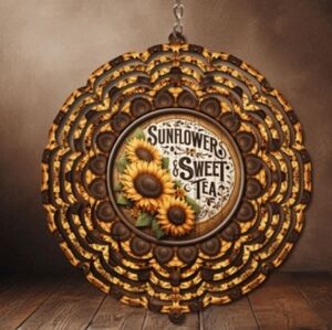 8 Inch Sunflower And Sweet Tea Wall Decor Wind Spinner